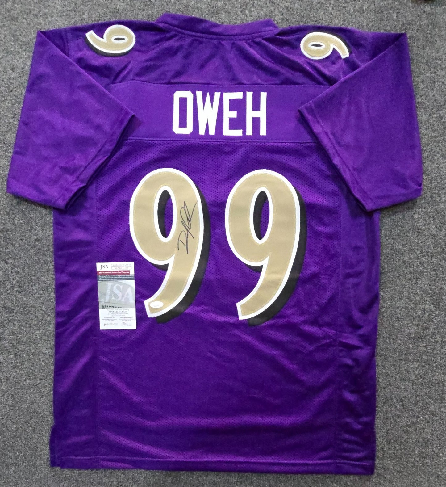 Baltimore Ravens Odafe Jayson Oweh Autographed Signed Jersey Jsa Coa  Old Gold