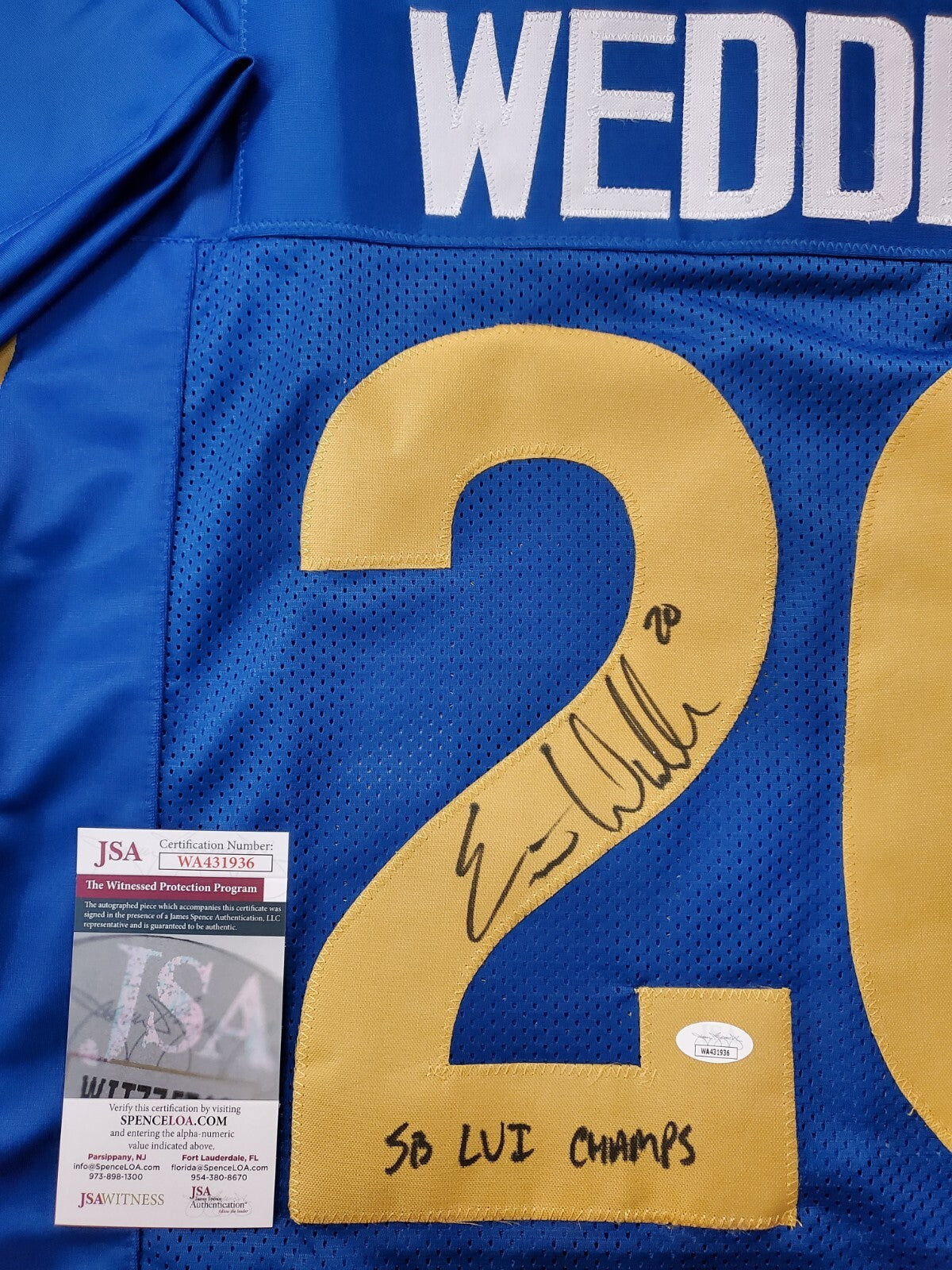 Los Angeles Rams Eric Weddle Autographed Signed Inscribed Jersey Jsa Coa