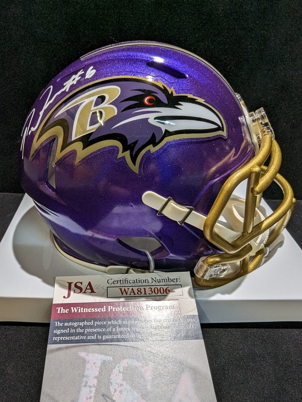 Baltimore Ravens Patrick Queen Autographed Signed Flash Mini Helmet Jsa Coa