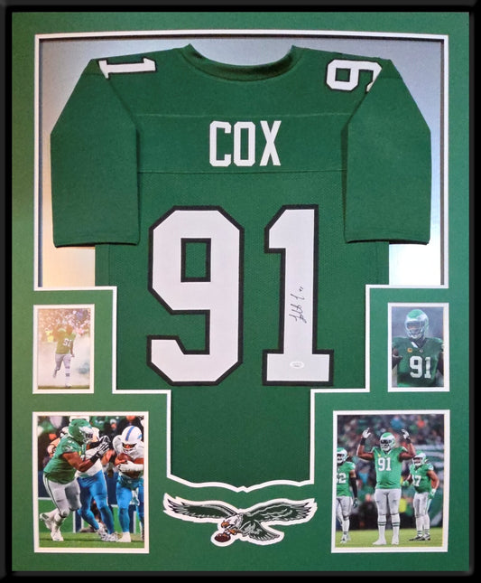 Framed Philadelphia Eagles Fletcher Cox Autographed Signed Jersey Jsa Coa