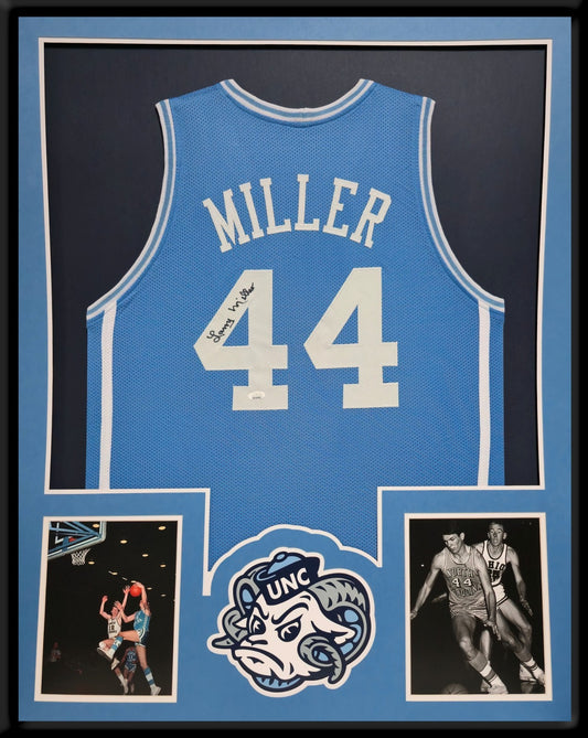 Framed Unc Tar Heels Larry Miller Autographed Signed Jersey Jsa Coa