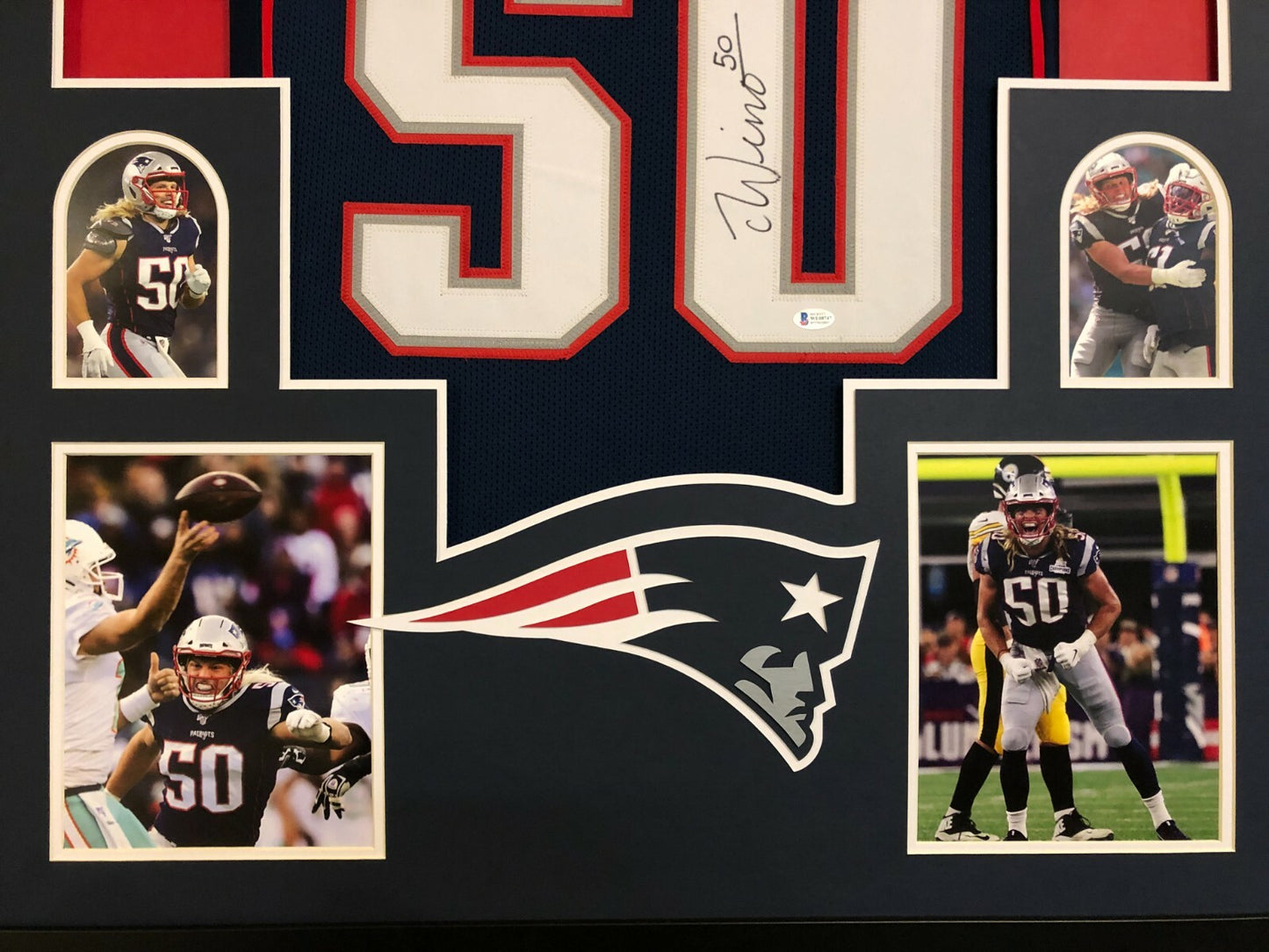 Framed New England Patriots Chase Winovich Autographed Signed Jersey Bas Coa
