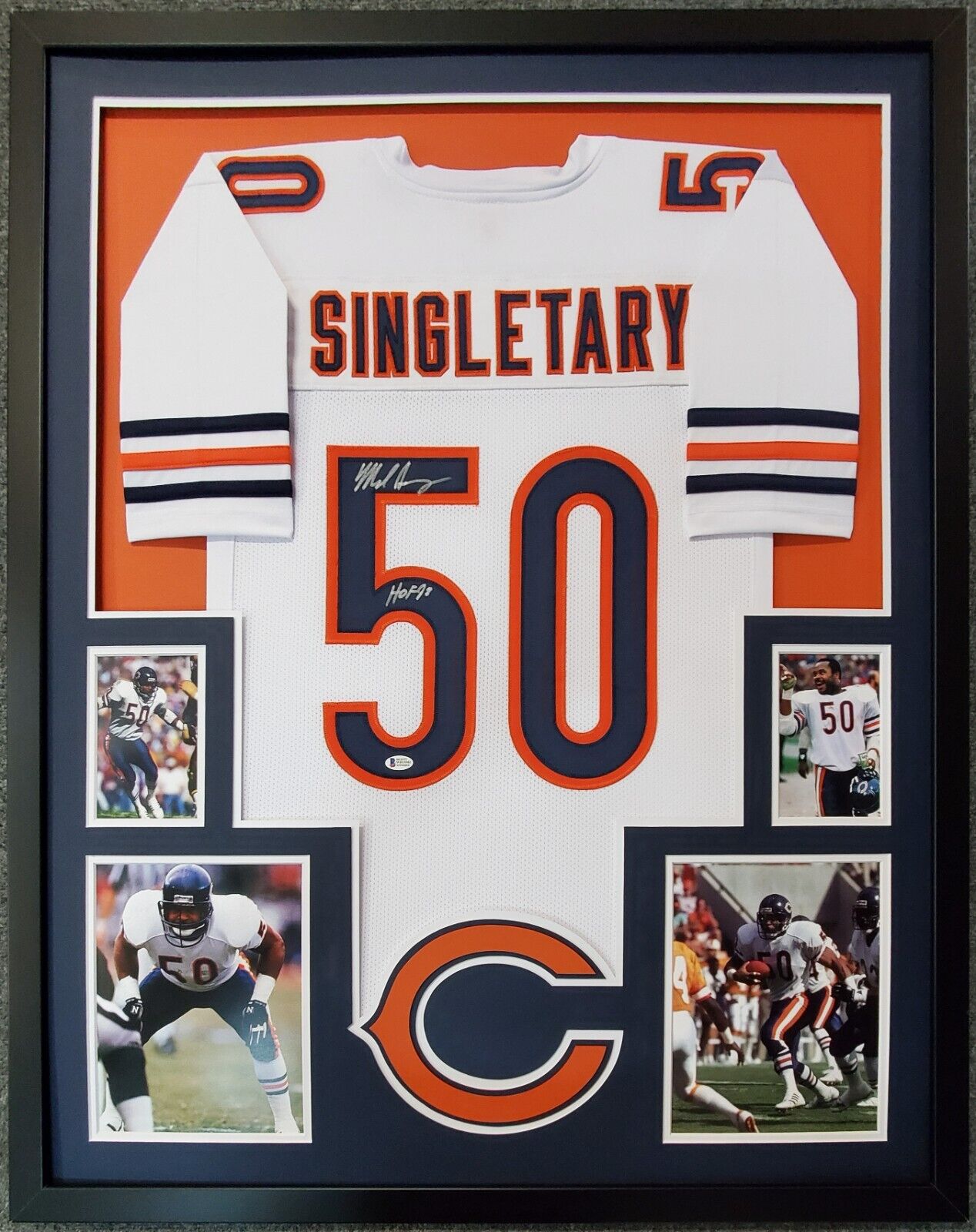 Framed Mike Singletary Autographed Signed Inscribed Chicago Bears Jersey Bas Coa