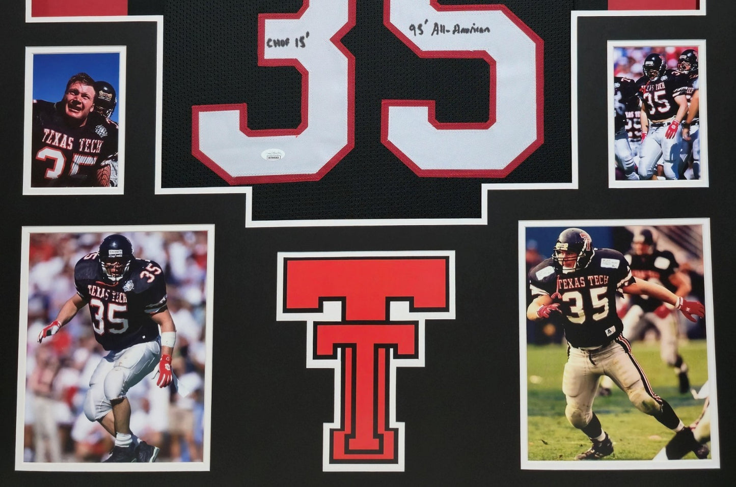 Framed Texas Tech Red Raiders Zach Thomas Autographed Inscribed Jersey Jsa
