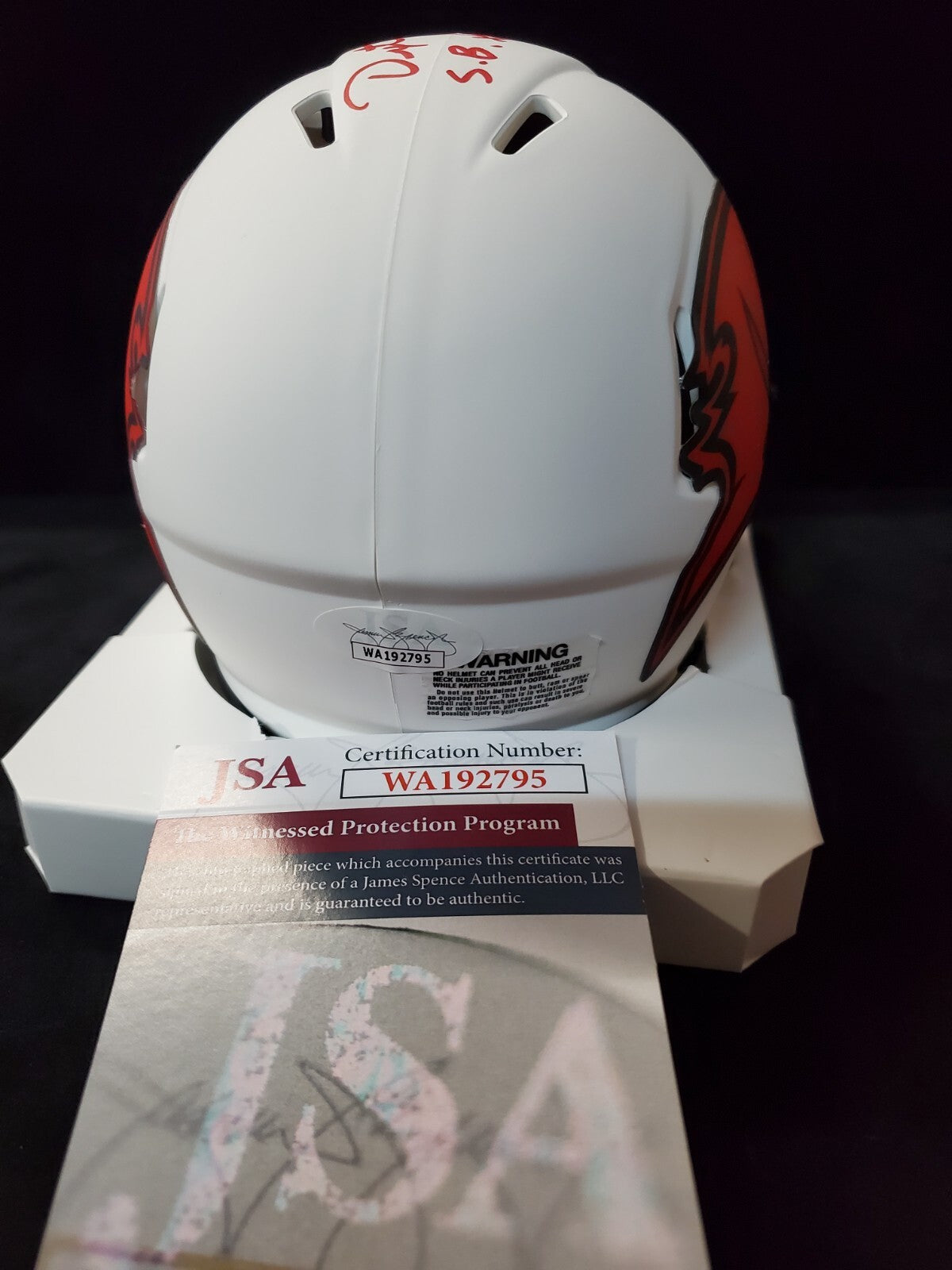 Tampa Bay Bucs Dexter Jackson Autographed Inscribed Lunar Mini Helmet Jsa Coa