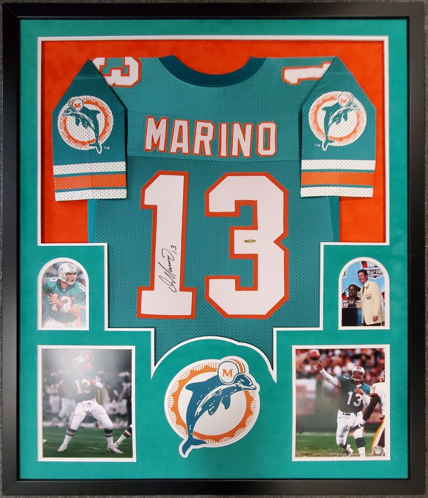 MVP Authentics Framed Miami Dolphins Dan Marino Autographed Signed Jersey Upper Deck Coa 1169.10 sports jersey framing , jersey framing