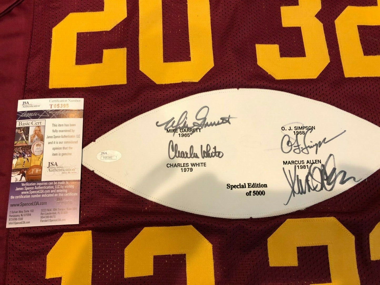 Usc Trojans Simpson-Allen-Garrett-White Signed Heisman Jersey Jsa  Coa