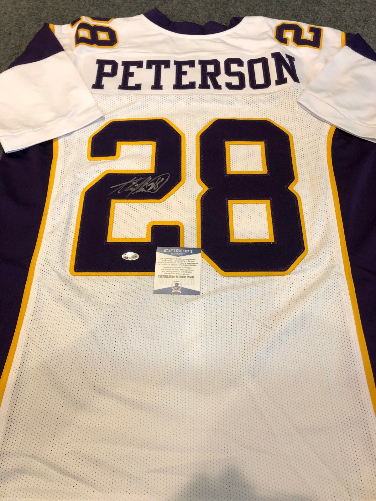 Minnesota Vikings Adrian Peterson Autographed Signed Jersey Beckett Coa
