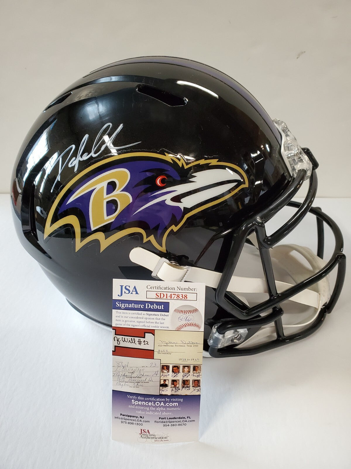 Baltimore Ravens Odafe Oweh Signed Full Size Speed Replica Helmet Jsa Coa
