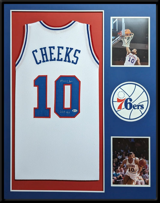 Framed Philadelphia 76Ers "Mo" Maurice Cheeks Autographed Signed Jersey Bas Coa
