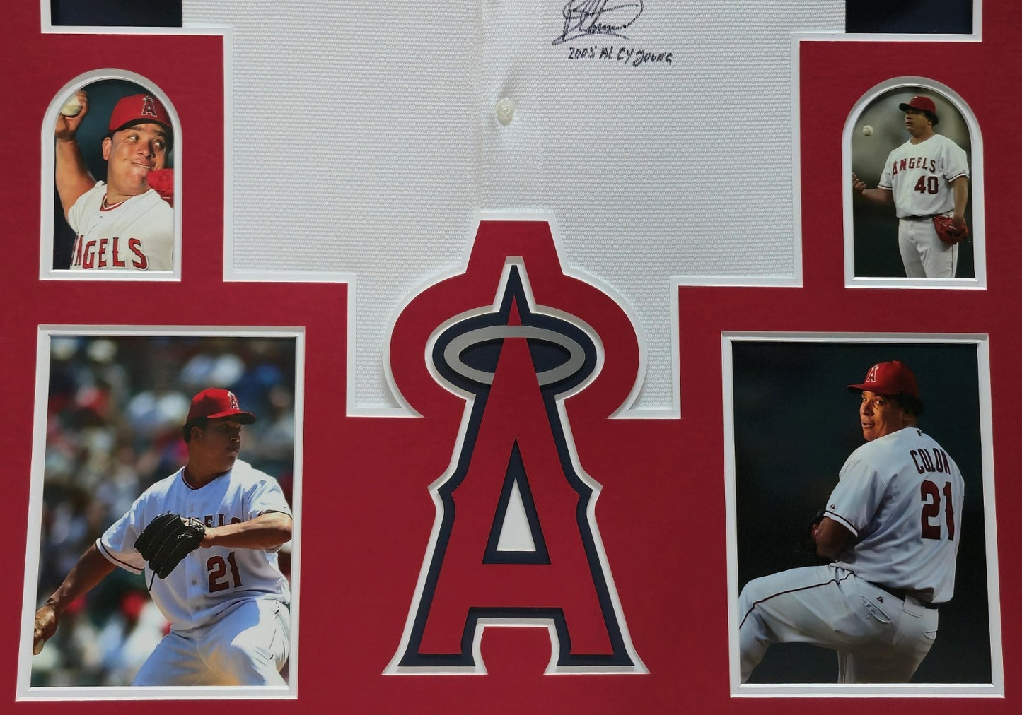 Framed Anaheim Angels Bartolo Colon Autographed Inscribed Jersey Psa Coa