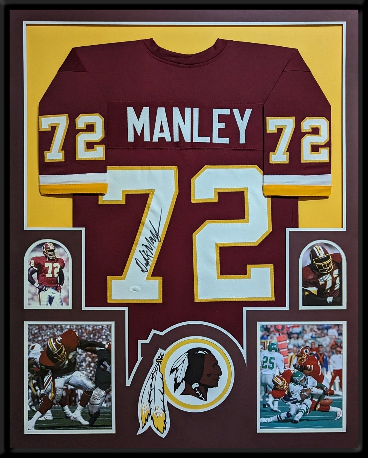 Framed Washington Dexter Manley Autographed Signed Jersey Jsa Coa