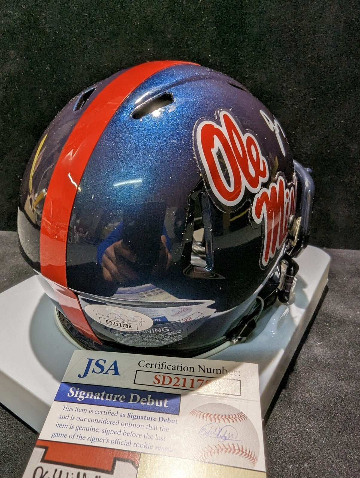 Ole Miss Rebels Jonathan Mingo Signed Speed Mini Helmet Jsa Coa