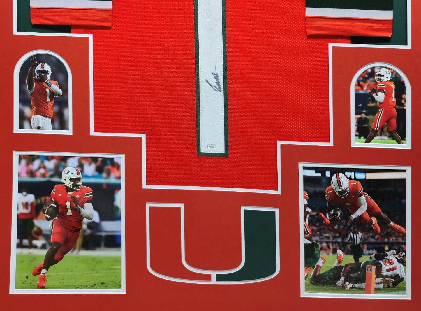 Framed Miami Hurricanes Cam Ward Autographed Signed Jersey Jsa Coa