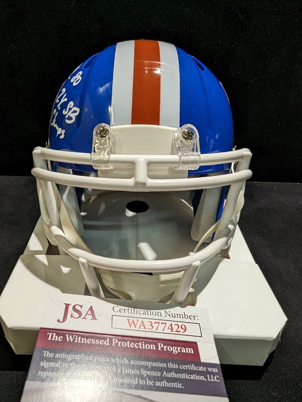 MVP Authentics Denver Broncos Rod Smith Autographed Inscribed Throwback Mini Helmet Jsa Coa 135 sports jersey framing , jersey framing