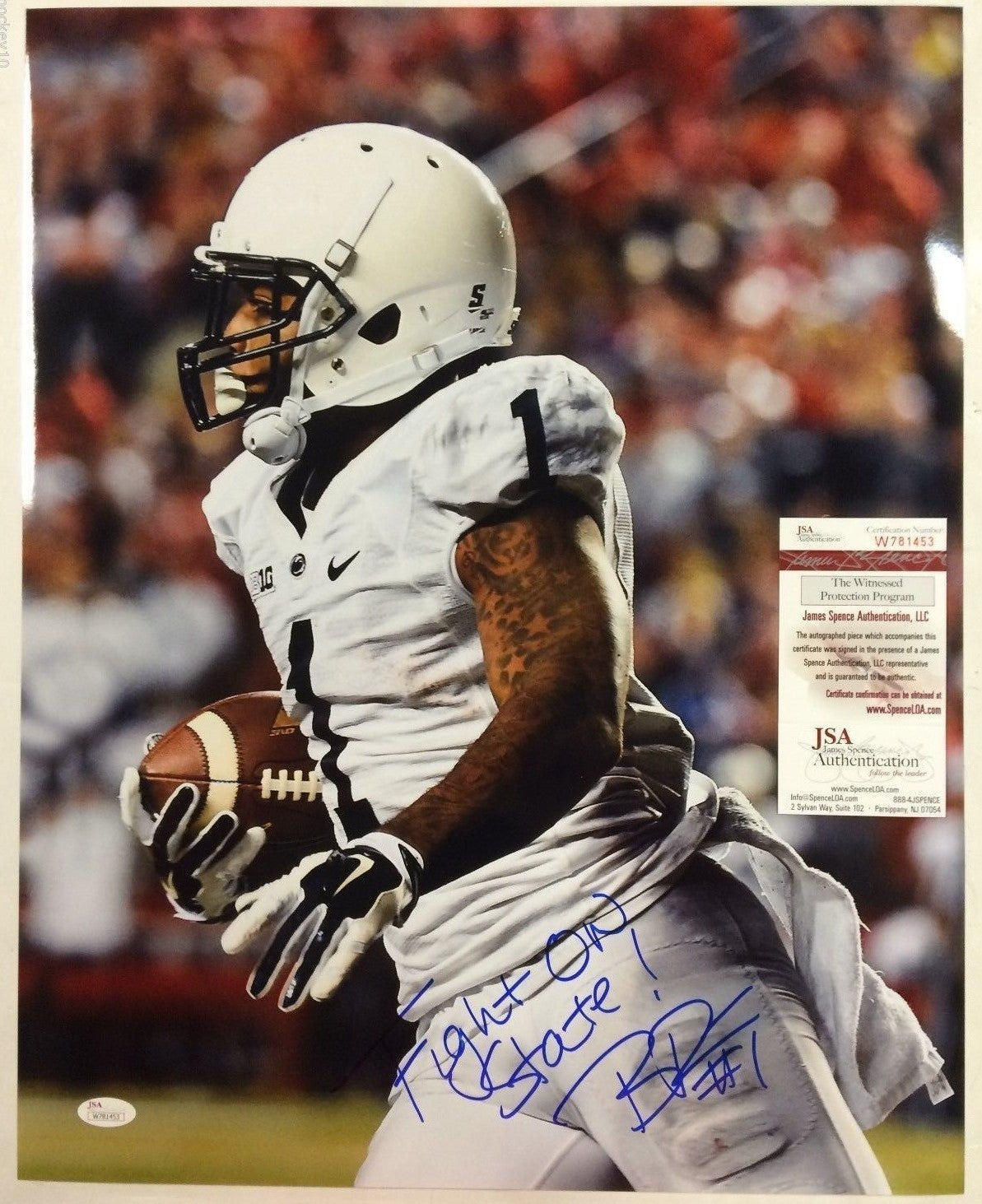 Bill Belton Autographed Signed Inscribed Penn State 16X20 Photo Jsa  Coa