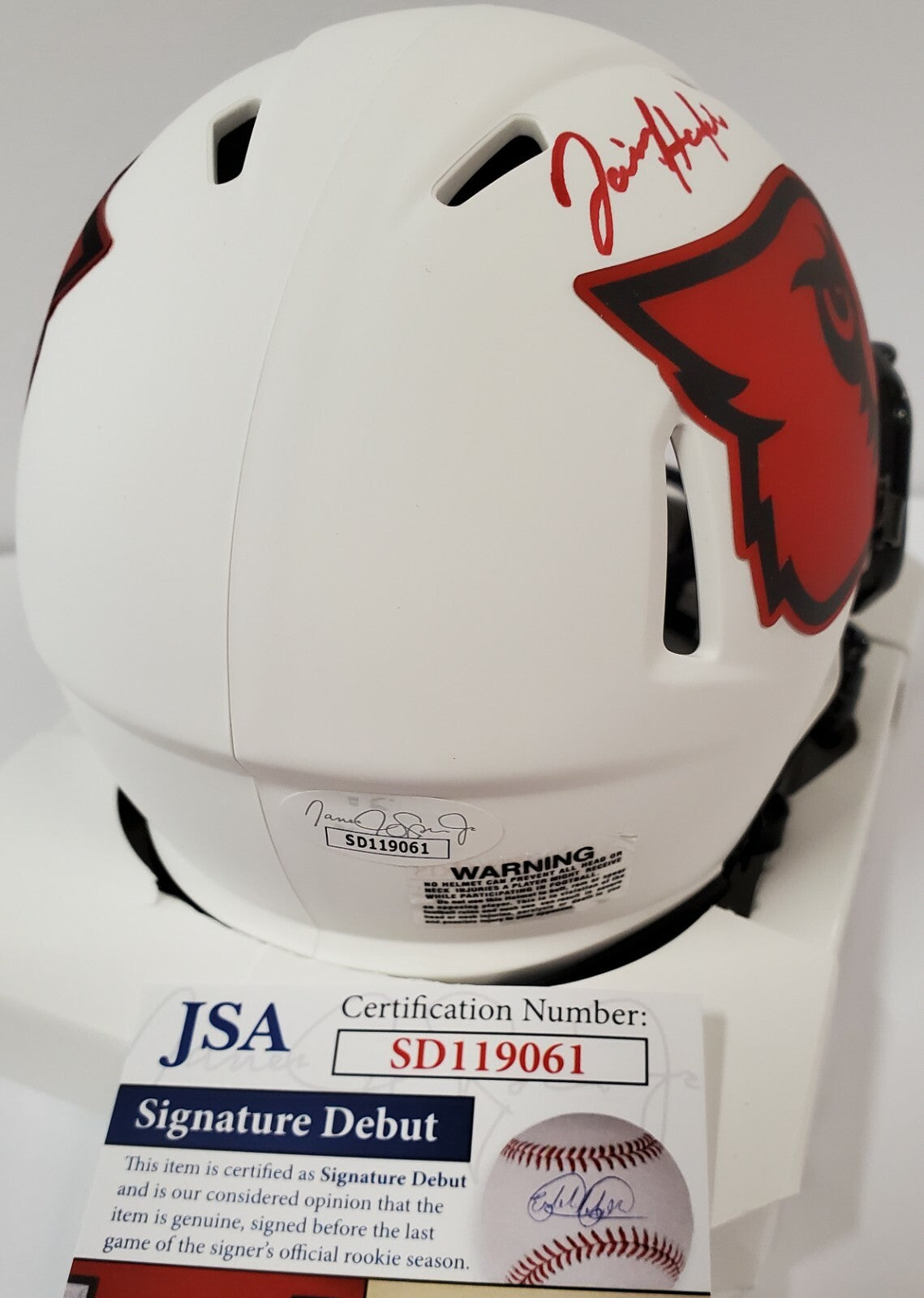 Javian Hawkins Autographed Louisville Cardinals Lunar Mini Helmet Jsa Coa