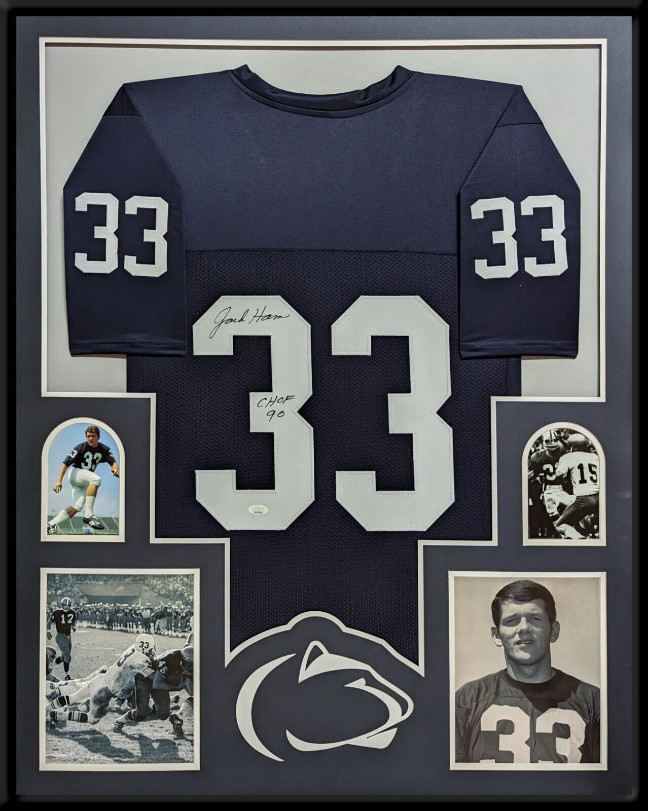 MVP Authentics Framed Penn State Psu Nittany Lions Jack Ham Autographed Inscribed Jersey Jsa 630 sports jersey framing , jersey framing