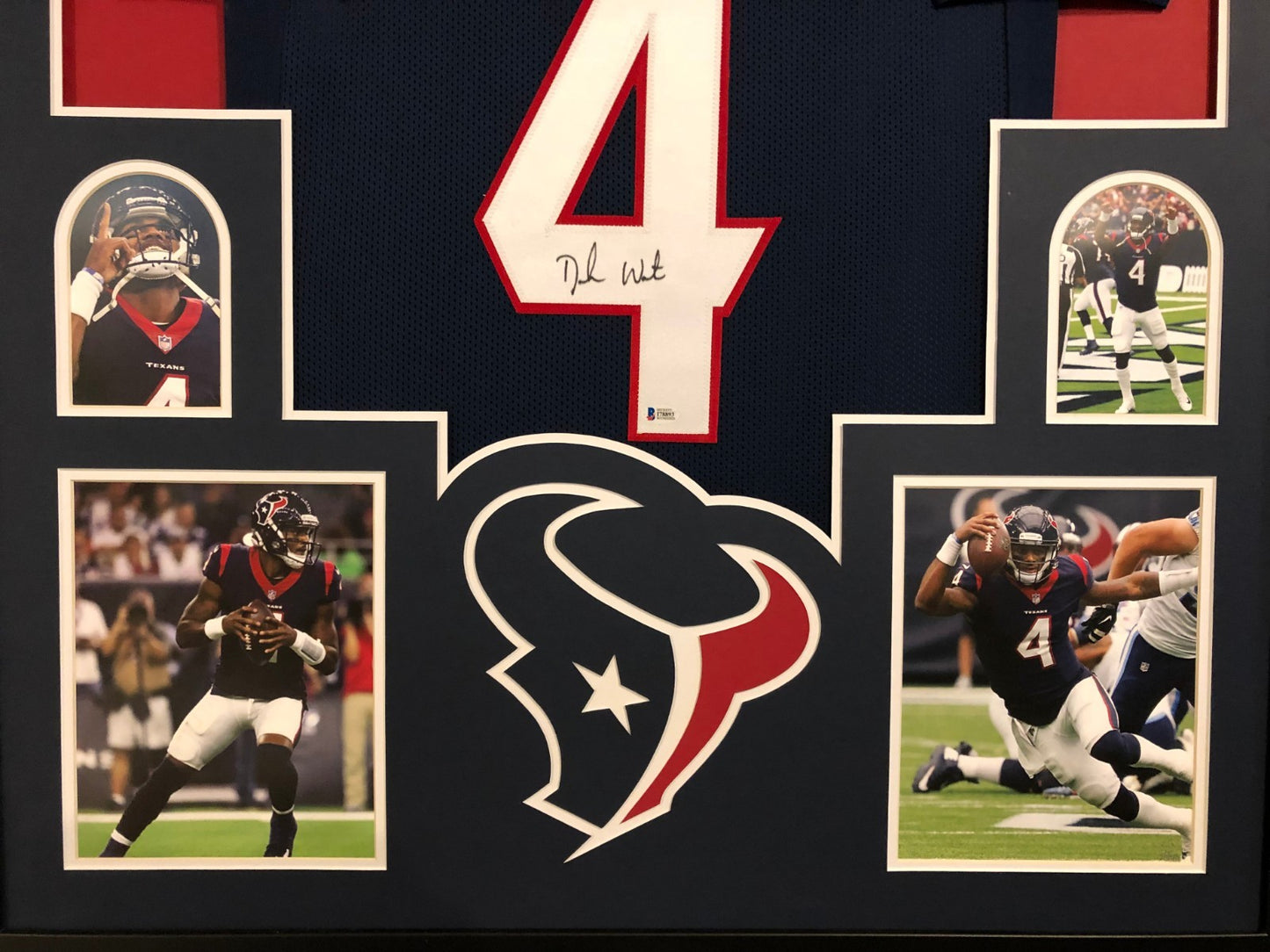 Framed Houston Texans Deshaun Watson Autographed Signed Jersey Beckett Coa