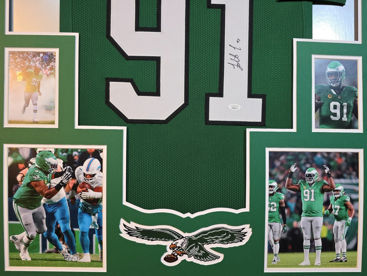 Framed Philadelphia Eagles Fletcher Cox Autographed Signed Jersey Jsa Coa