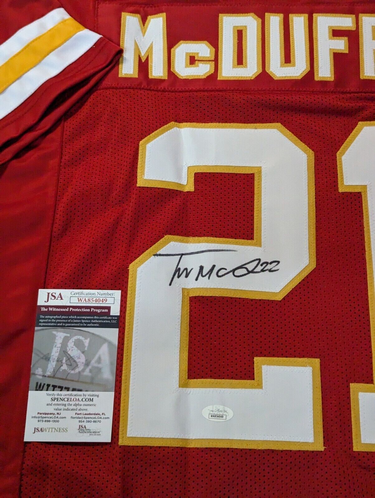 Kansas City Chiefs Trent Mcduffie Autographed Rookie Number 21 Jersey Jsa Coa