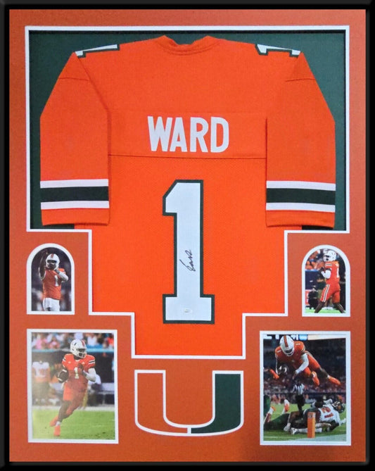 Framed Miami Hurricanes Cam Ward Autographed Signed Jersey Jsa Coa