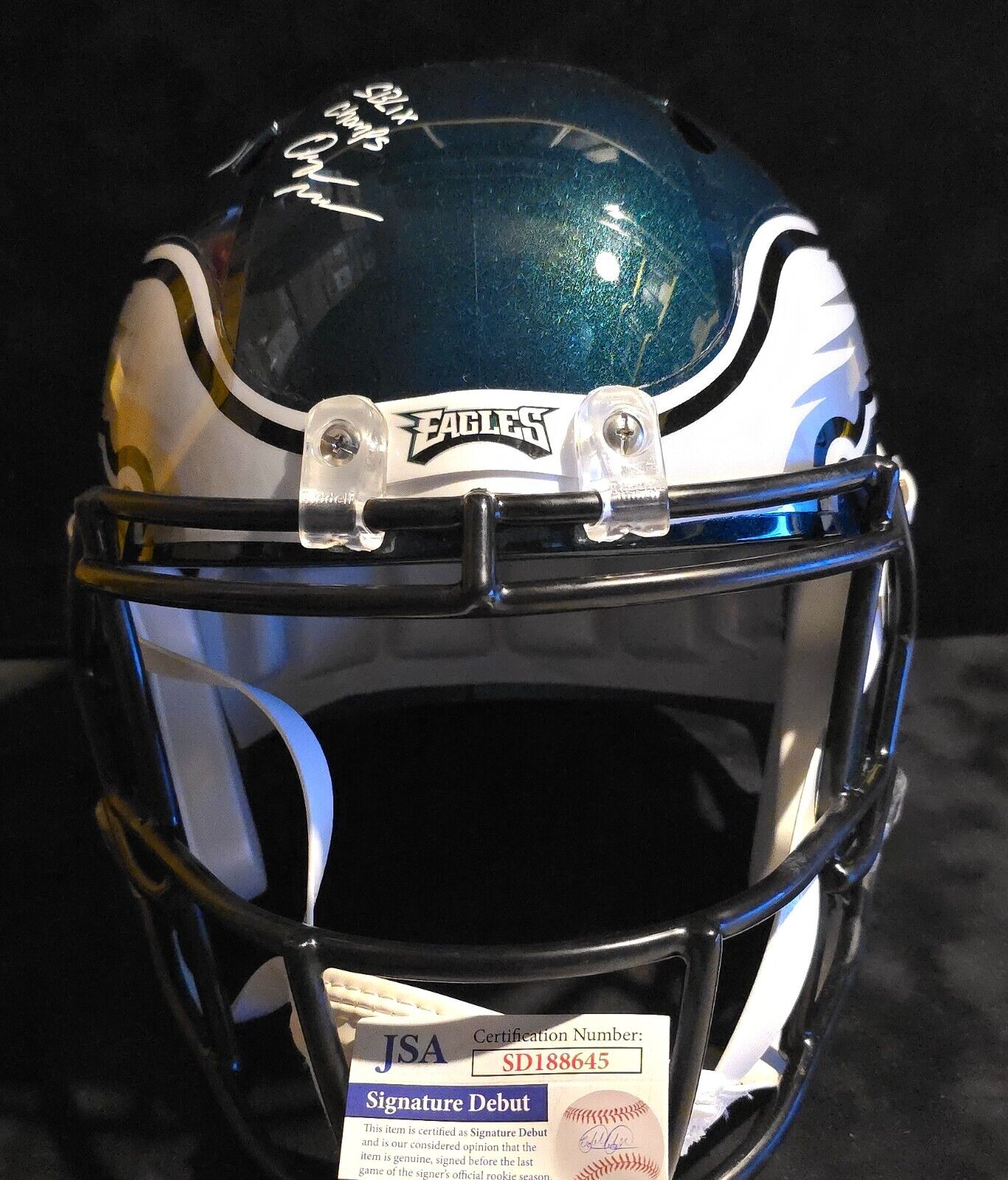 Philadelphia Eagles 3X Signed/2X Inscribed Full Size Speed Replica Helmet Jsa
