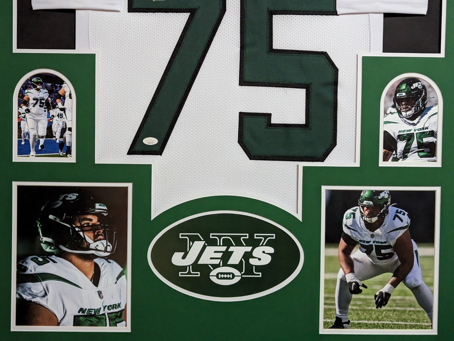 Framed New York Jets Alijah Vera-Tucker Autographed Signed Jersey Jsa Coa