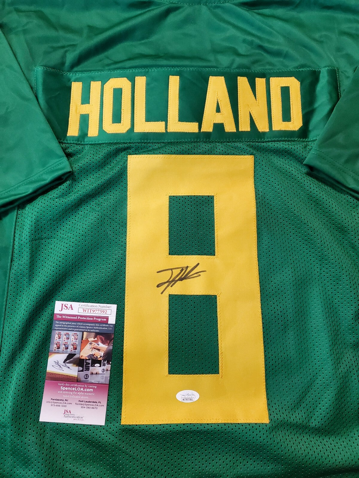 Oregon Ducks Jevon Holland Autographed Signed Jersey Jsa Coa