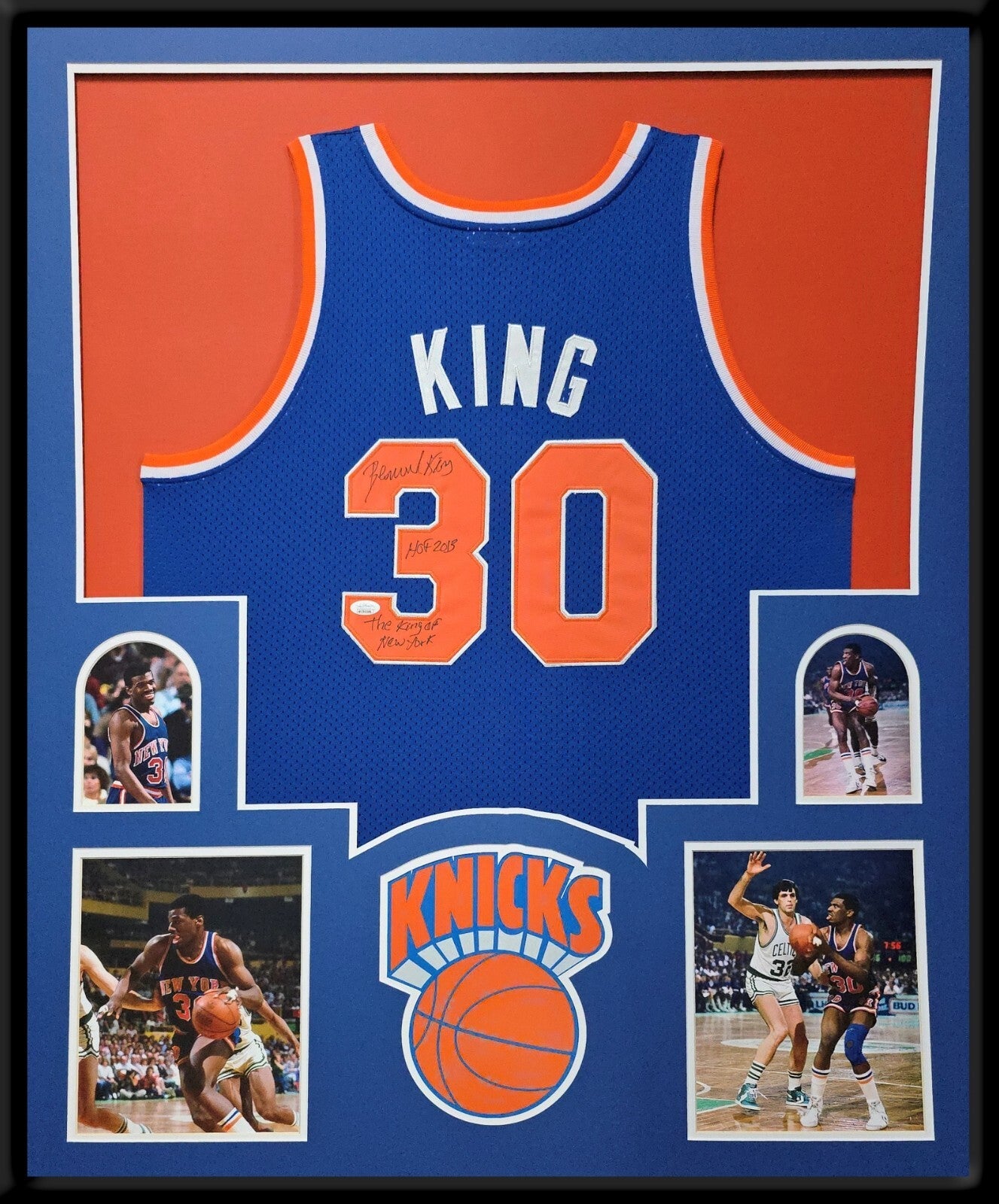 Framed New York Knicks Bernard King Autographed 2X Inscribed Jersey Jsa Coa