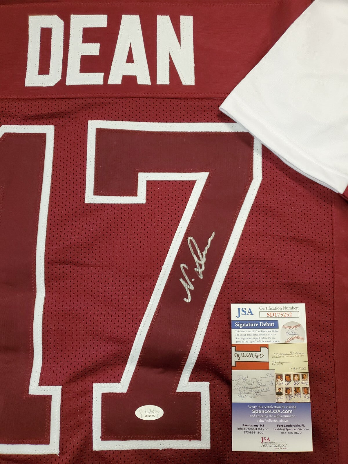 Horn Lake Eagles Nakobe Dean Autographed Signed Jersey Jsa Coa