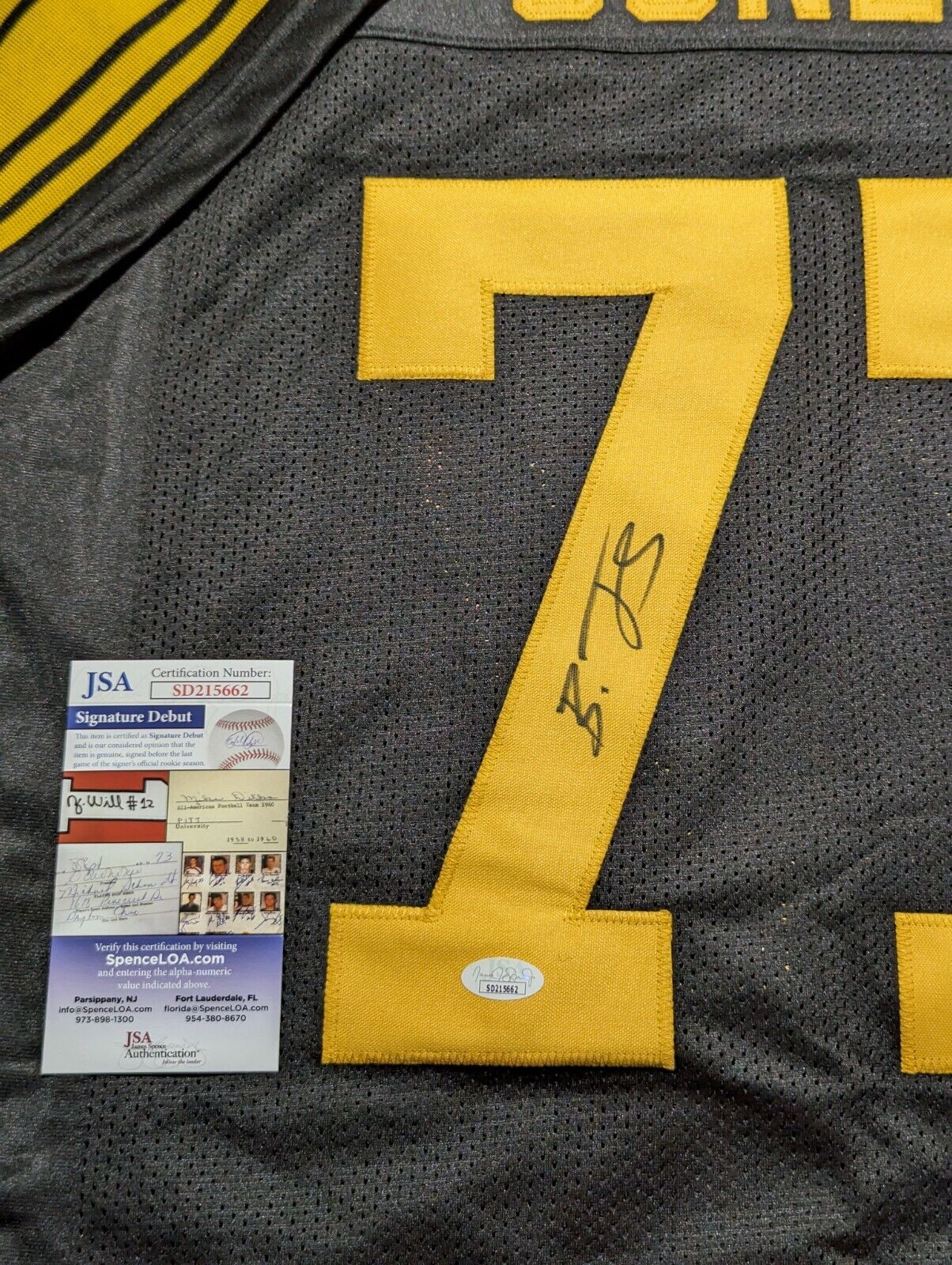 MVP Authentics Pittsburgh Steelers Broderick Jones Autographed Signed Color Rush Jersey Jsa Coa 90 sports jersey framing , jersey framing
