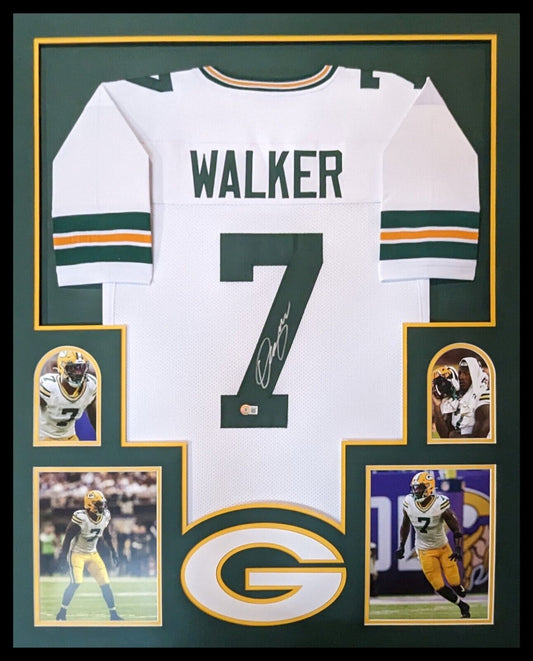 MVP Authentics Framed Green Bay Packers Quay Walker Autographed Signed Jersey Beckett Holo 450 sports jersey framing , jersey framing