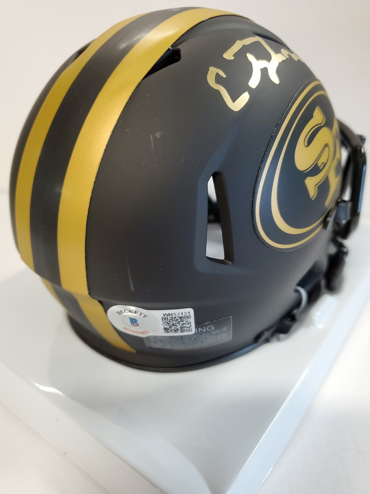 S.F. 49Ers Elijah Mitchell Autographed Signed Eclipse Mini Helmet Beckett Holo