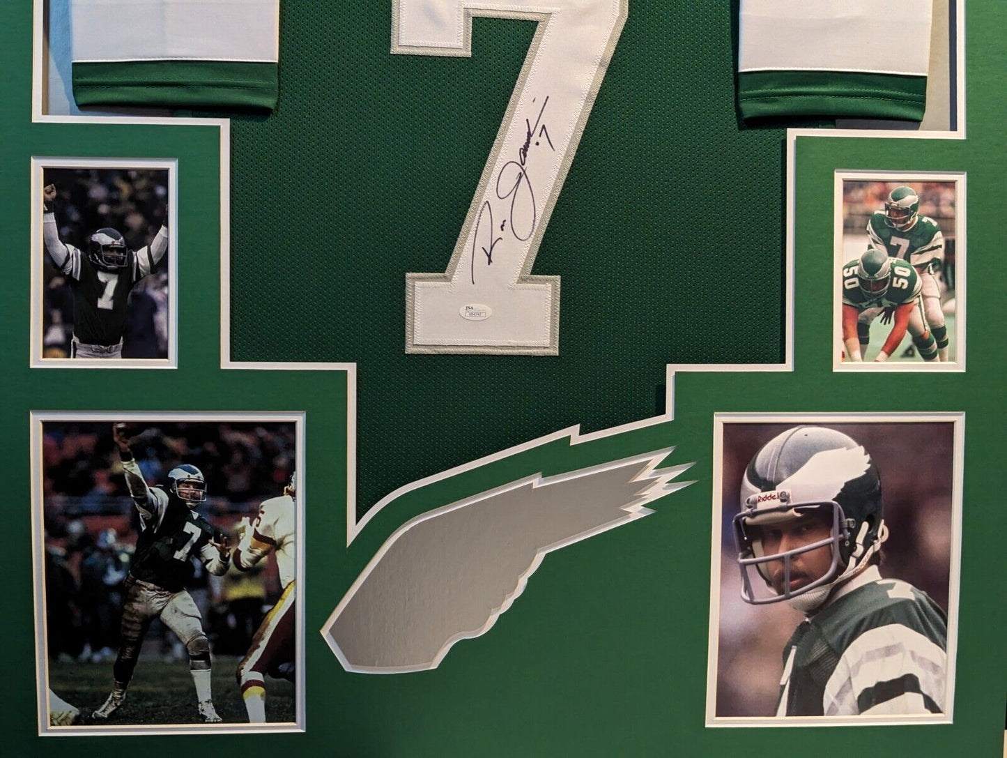 Framed Ron Jaworski Autographed Signed Philadelphia Eagles Jersey Jsa Coa