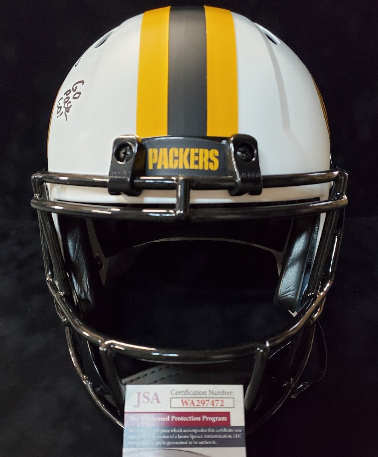 Green Bay Packers Eric Stokes Signed Insc Full Size Lunar Replica Helmet Jsa