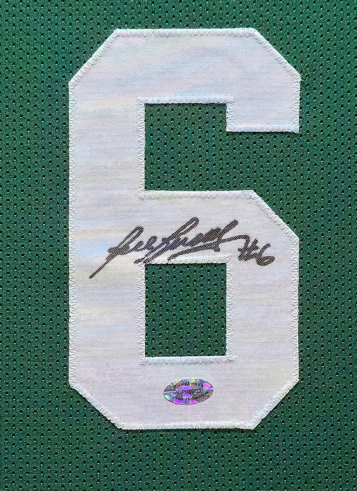 Suede Framed Boston Celtics Bill Russell Autograph Signed Jersey Hollywood Holo