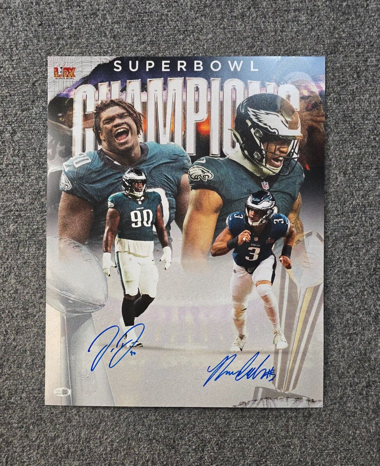 Philadelphia Eagles Jordan Davis  & Nolan Smith Jr 2X Signed 16X20 Photo Jsa