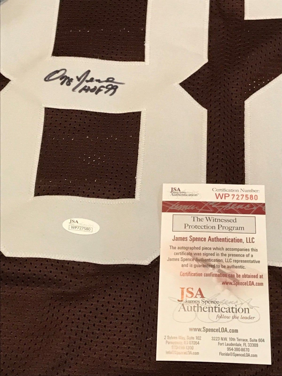 Cleveland Browns Ozzie Newsome Autographed Signed Inscribed Jersey Jsa Coa