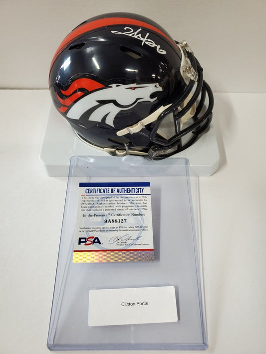 MVP Authentics Denver Broncos Clinton Portis Autographed Signed Speed Mini Helmet Psa Coa 89.10 sports jersey framing , jersey framing