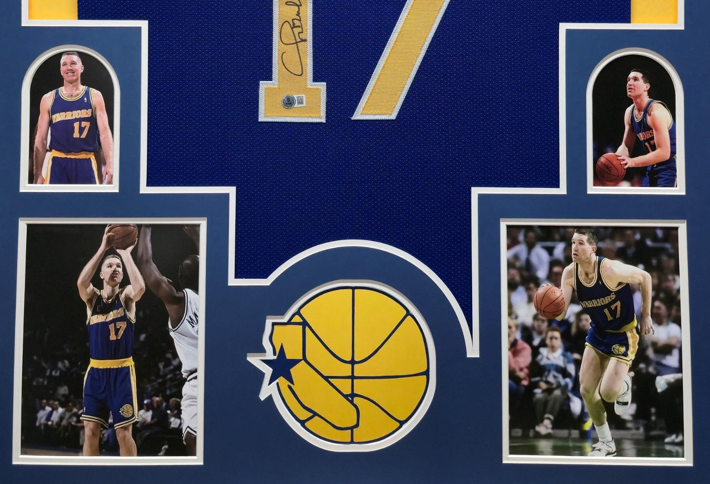 Framed Golden State Warriors Chris Mullin Autographed Signed Jersey Bas Coa