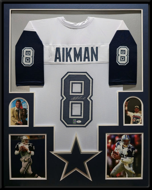 Framed Dallas Cowboys Troy Aikman Autographed Signed Jersey Jsa Coa