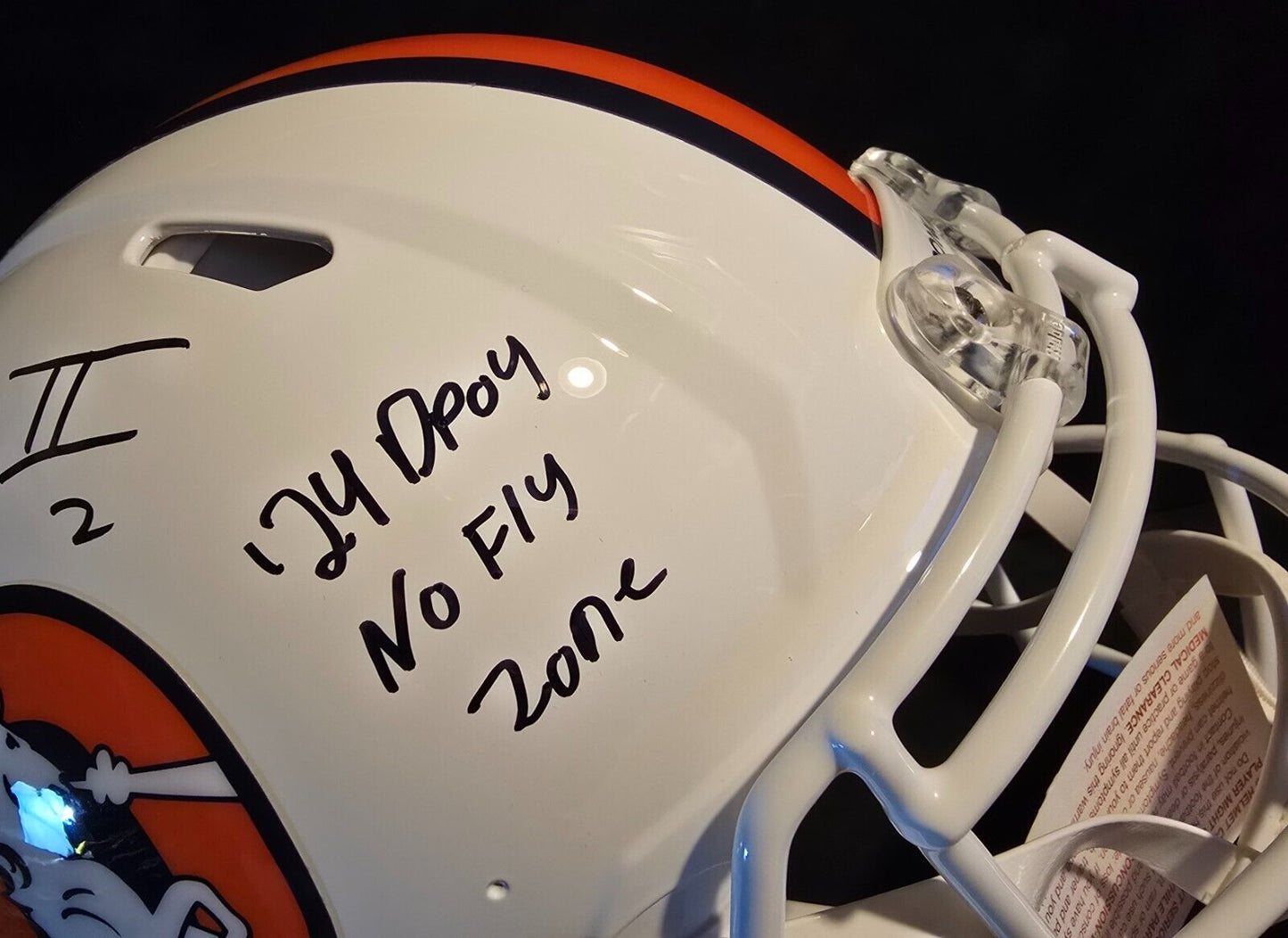 Denver Broncos Pat Surtain Ii Signed 2X Insc Authentic Full Size Helmet Beckett