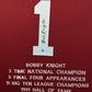 Framed Indiana Hoosiers Bobby Knight Autographed Signed Stat Jersey Steiner Holo