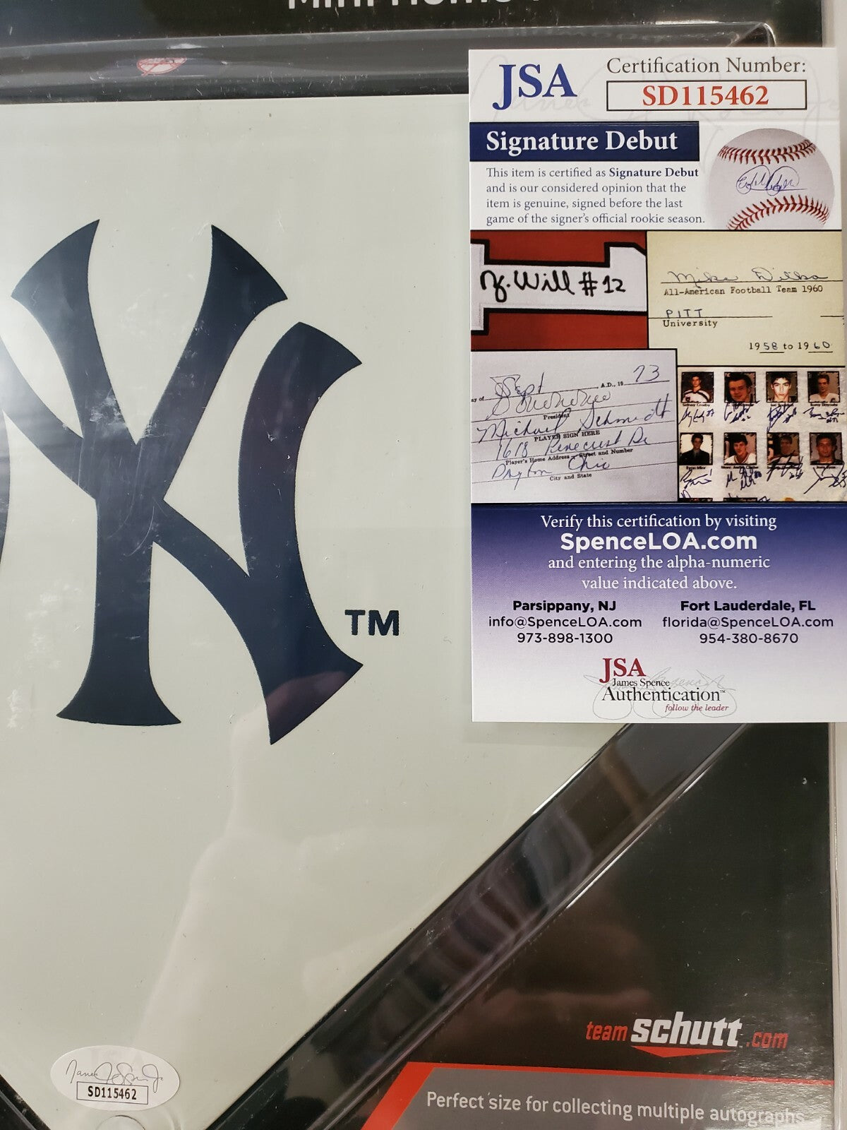 New York Yankees Oswald Peraza Autographed Signed Mini Home Plate Jsa Coa