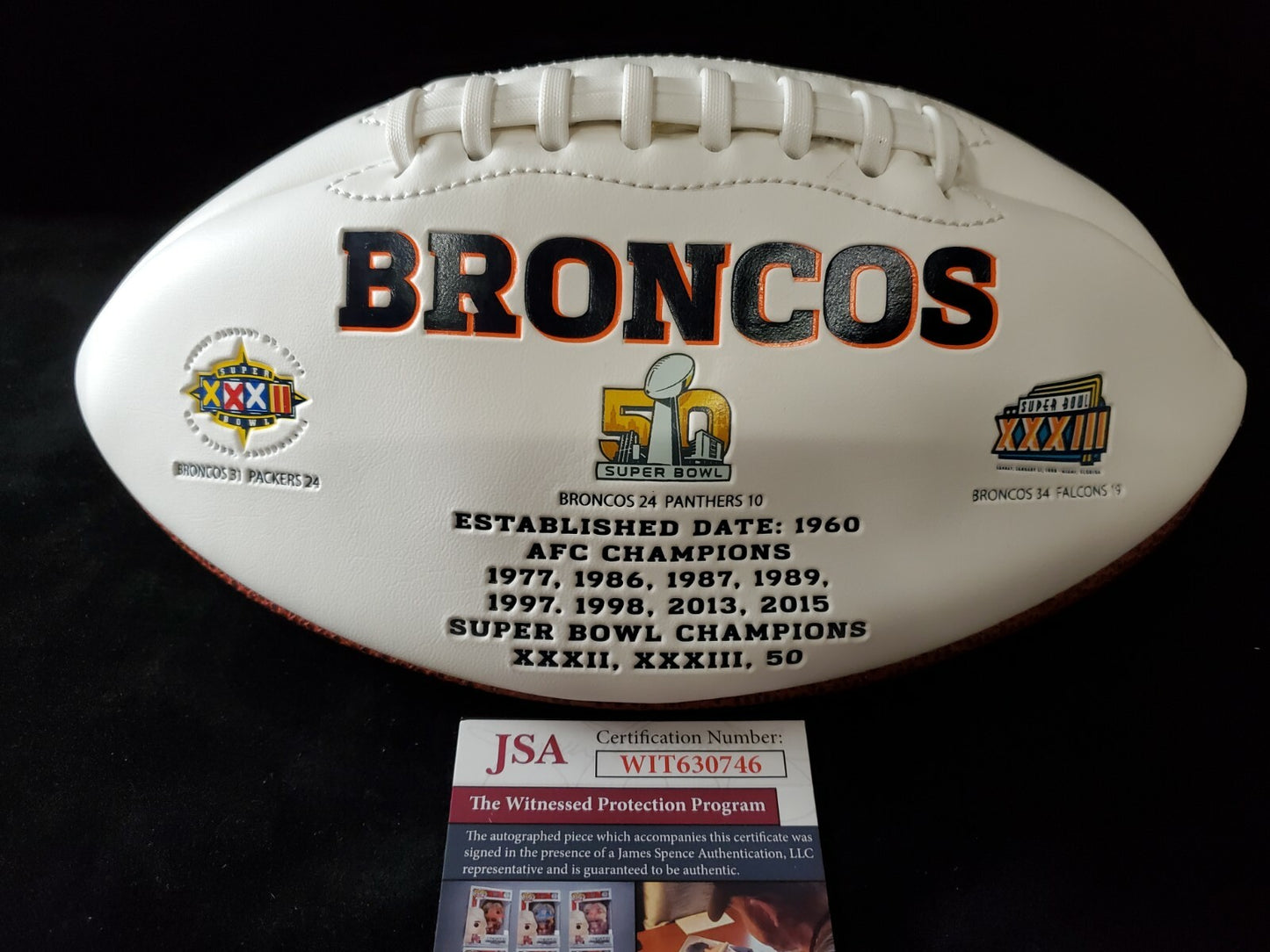Denver Broncos Kj Hamler Autographed Logo Football Jsa Coa