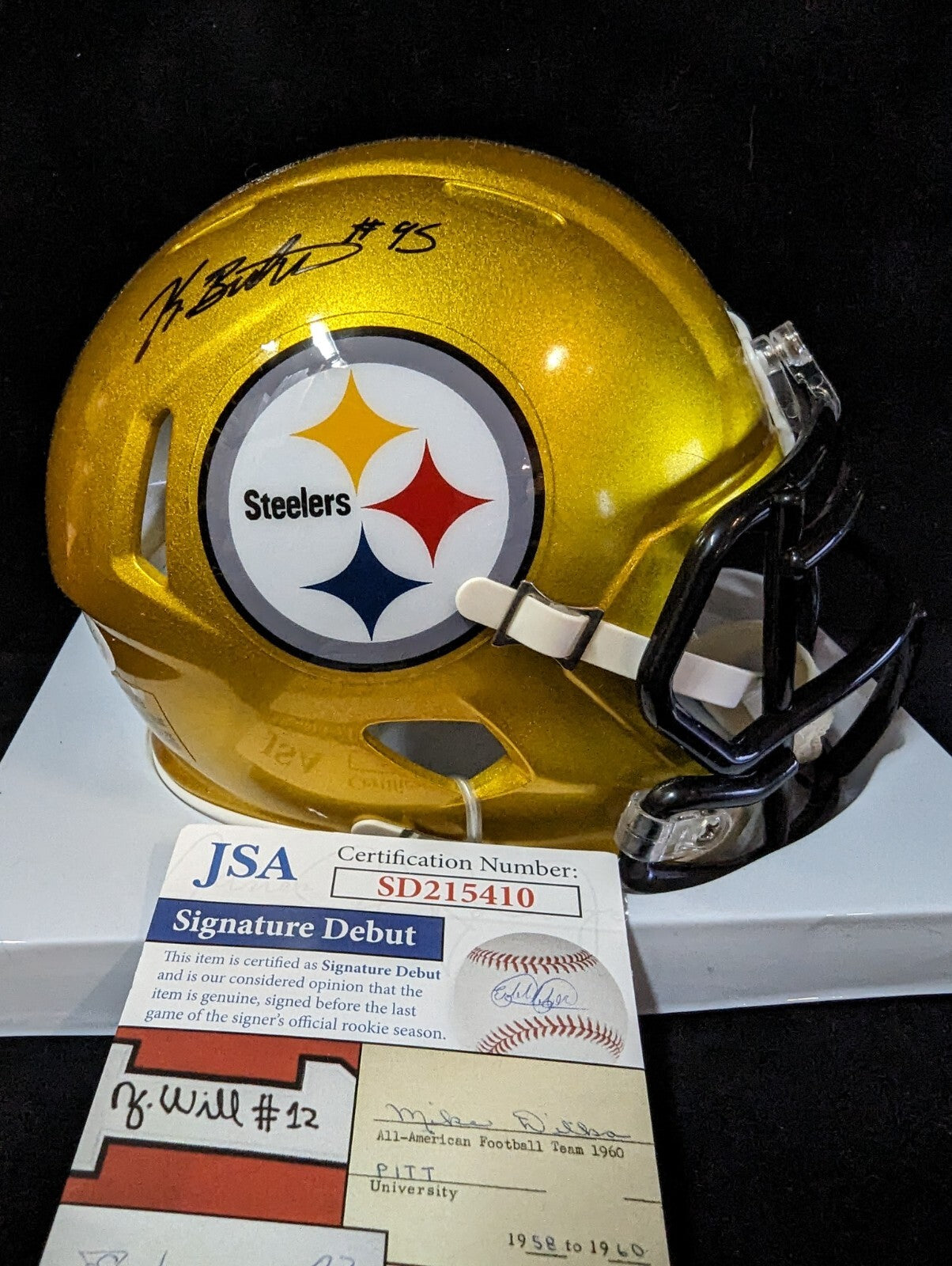 Pittsburgh Steelers Keeanu Benton Autographed Flash Mini Helmet Jsa Coa