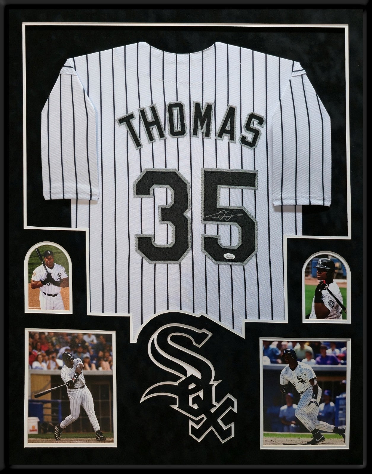 Framed Suede Frank Thomas Autographed Signed Chicago White Sox Jsa Coa