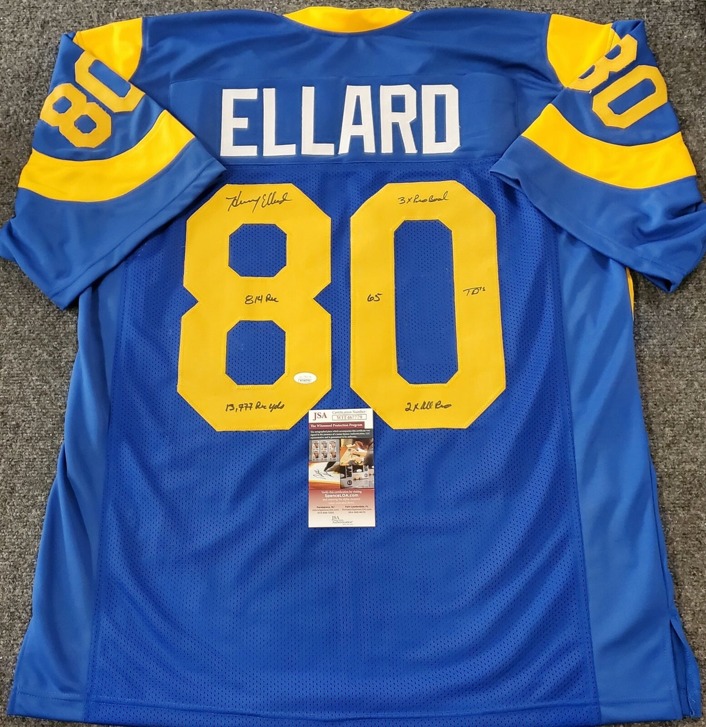 Los Angeles Rams Henry Ellard Autographed Multi-Inscribed Jersey Jsa Coa