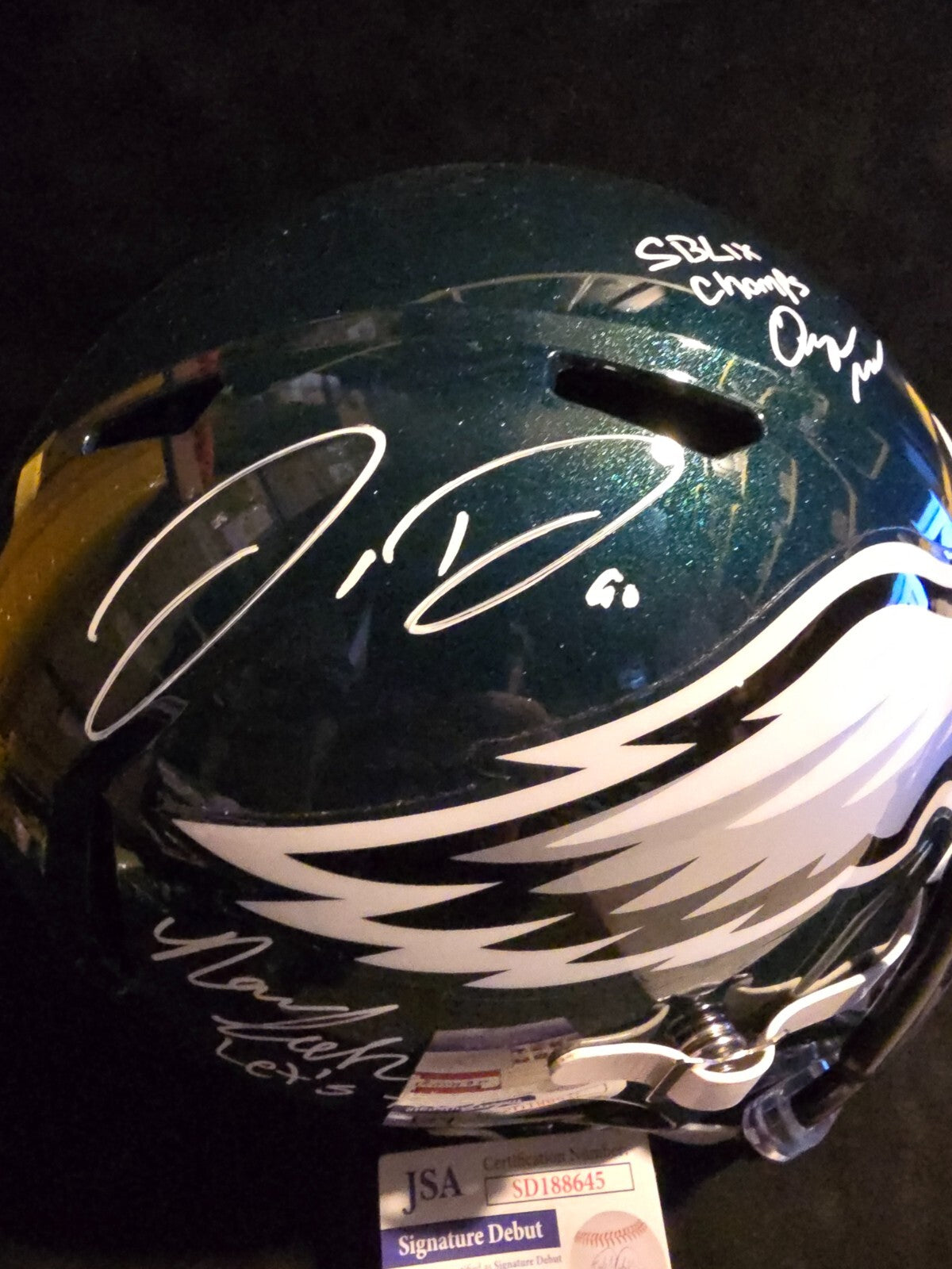 Philadelphia Eagles 3X Signed/2X Inscribed Full Size Speed Replica Helmet Jsa